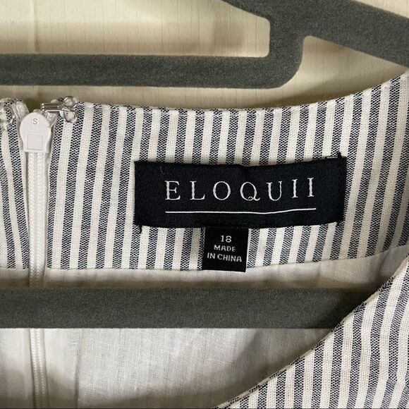 NWT - Eloquii Ruffle Striped Faux Wrap Midi Dress - Picture 6 of 7